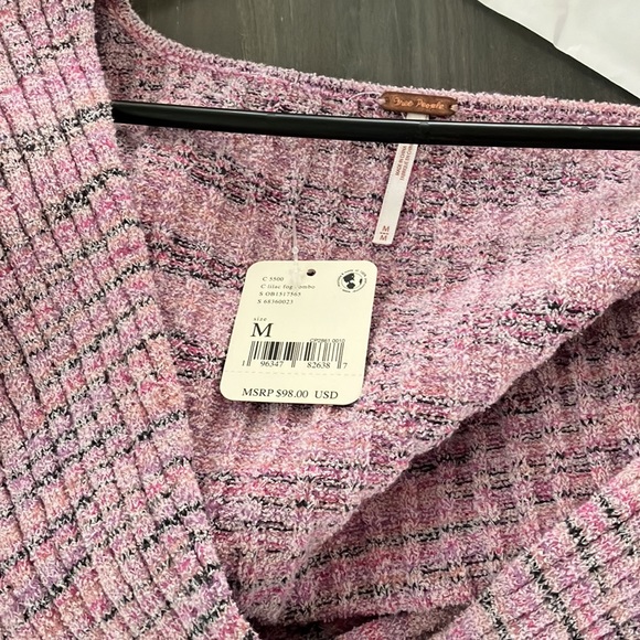 NWT Free People Brooke Wrap Top / Lilac Fog Combo - Picture 3 of 9